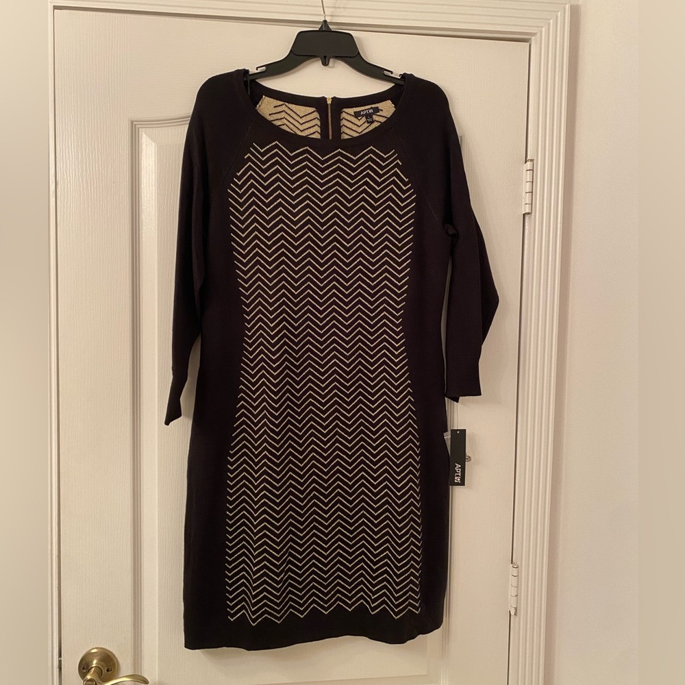 Apt 9 black and gold sweater dress size l